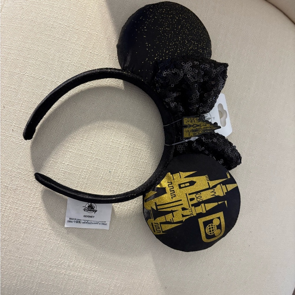 Disney Black and Gold Sequin Minnie Ears Headband new with tag 2024 - Picture 2 of 7